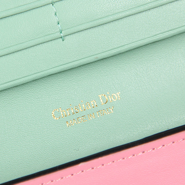 dior wallet calfksin leather 117 pink&green